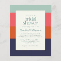 Budget Bleu rose rayures nuptiale Douche Invitatio