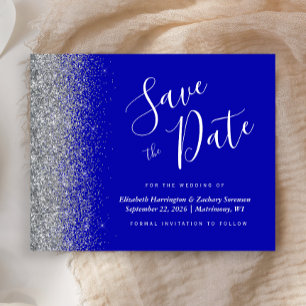 Papier Budget Bleu Royal Argent Mariage Enregistrez la Da