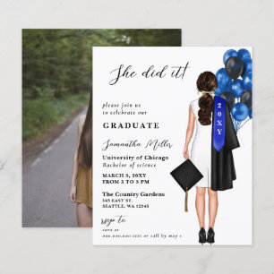 Papier Budget Bleu Simple Photo Elle L'A Fait Graduation