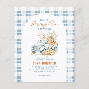 Papier BUDGET Bleu Un petit Citrouille Baby shower de cam