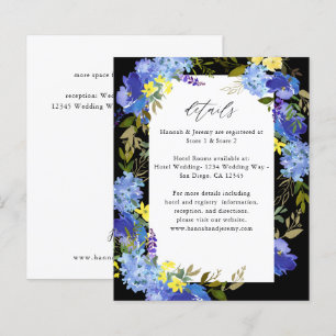 Papier Budget Bleu Violet & Jaune Détails Floraux - Noir