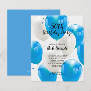 Papier Budget Bleus Ballons Anniversaire Fête Invitations