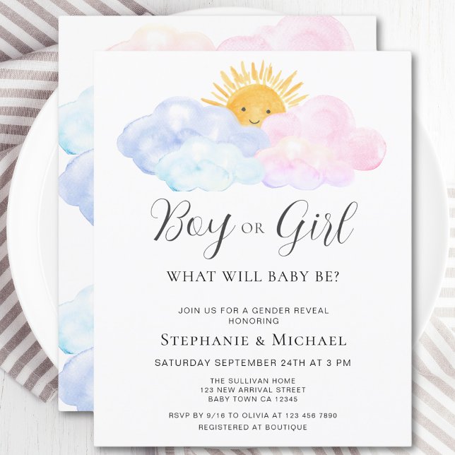 Papier Budget Blue And Pink Genre Reveillez Invitation (Créateur téléchargé)