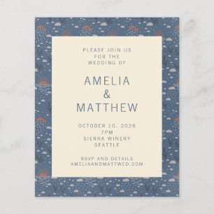 Papier Budget Blue and Rust Boho Nature Wedding Inviter