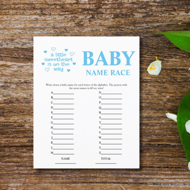 Papier Budget Blue Baby Name Race Baby shower Jeu (Créateur téléchargé)