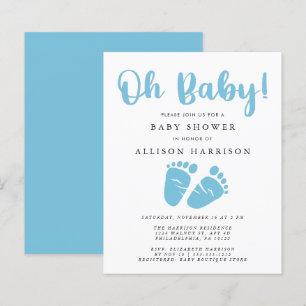 Papier Budget Blue Feet Baby Boy Shower Invitation