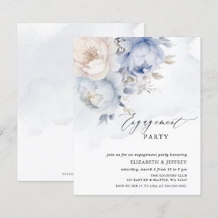 Papier Budget Blue Floral Engagement Party Invitations