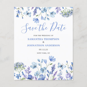 Papier Budget Blue Floral Enregistrer la date