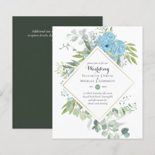 Papier BUDGET Blue Floral Mariage Invitations Eucalyptus