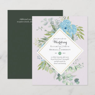Papier BUDGET Blue Floral Mariage Invitations Eucalyptus