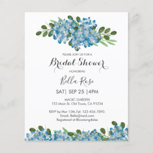 Papier Budget Blue Hydrangea Bridal Shower Invitation