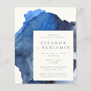Papier Budget Blue Indigo Abstrait Mariage d'aquarelle