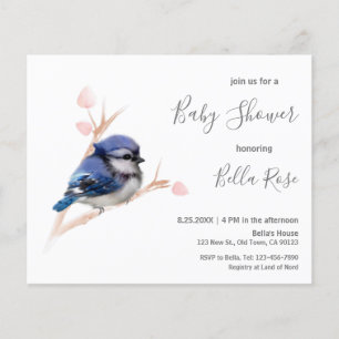 Papier Budget Blue Jay Baby shower Invitation