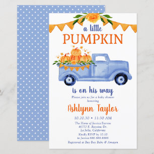 Papier Budget Blue Little Citrouille Baby shower Invitati