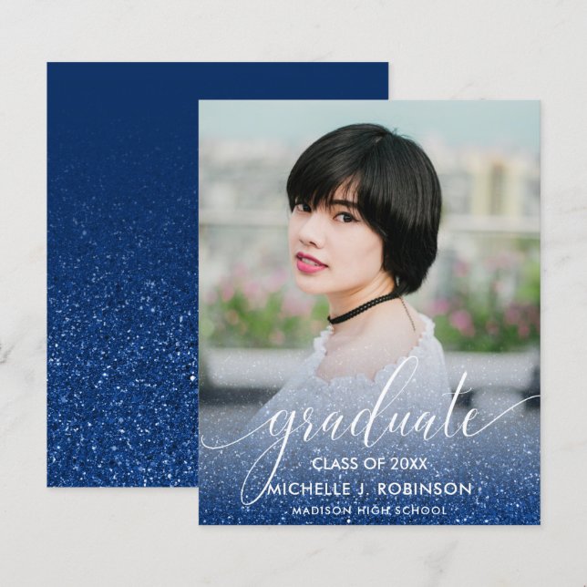 Papier BUDGET BLUE Parties scintillant Ombre Girly Photo  (Devant / Derrière)
