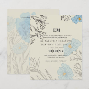 Papier BUDGET Blue Poppy Magnolia Faire-part de mariage