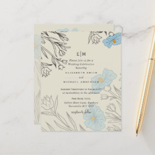 Papier BUDGET Blue Poppy Magnolia Faire-part de mariage