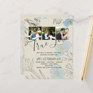 Papier BUDGET Blue Poppy Magnolia Faire-part de mariage