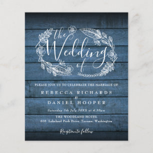 Papier Budget Blue Rustic Bois Foliage Invite Mariage