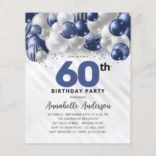 Papier Budget Blue Silver Balloon Parties scintillant 60e
