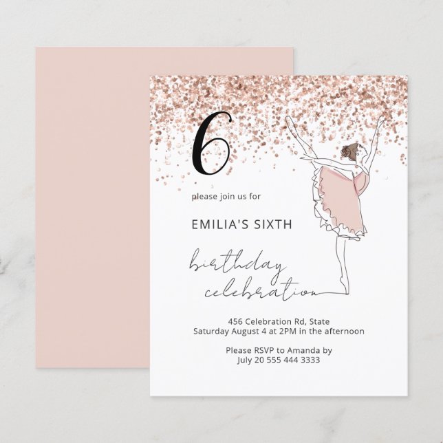 Papier Budget Blush Ballerina Toute Parties scintillant d (Devant / Derrière)