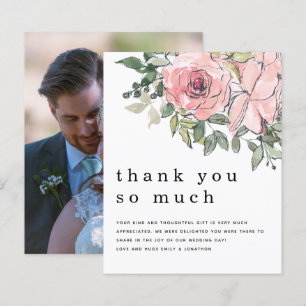 Papier Budget Blush Florals Nouveau photo Merci