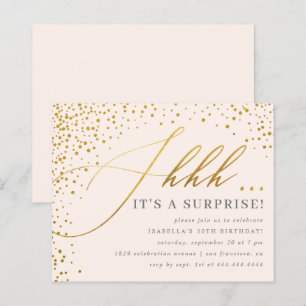 Papier Budget Blush & Gold Confetti Script Surprise Party