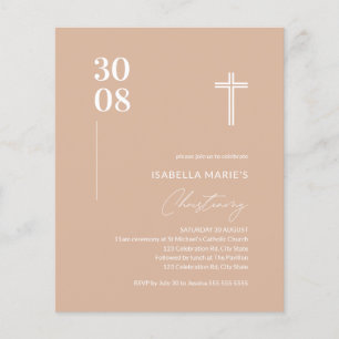Papier Budget Blush Pink minimaliste Christening Invitati