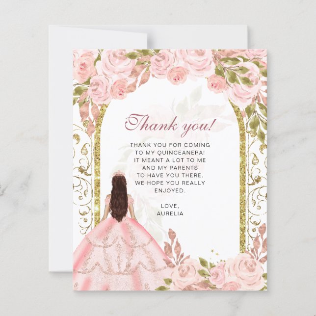 Papier BUDGET Blush rose Floral Photo Quinceañera (Devant)