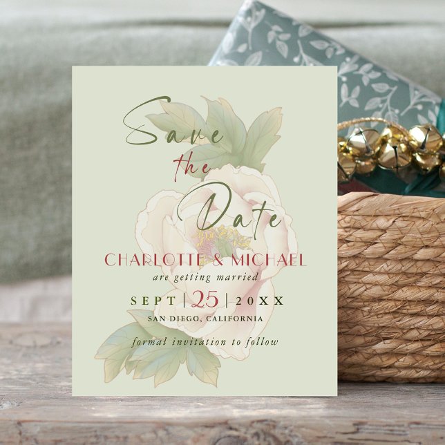 Papier BUDGET Blush rose Peony Mariage Enregistrer la dat (Créateur téléchargé)