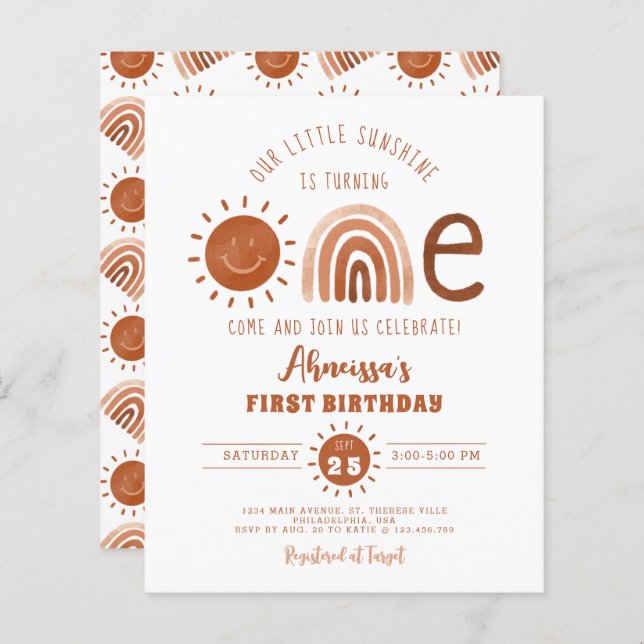 Papier Budget Bohème Arc-en-ciel Petit Soleil Premier Ann (Devant / Derrière)