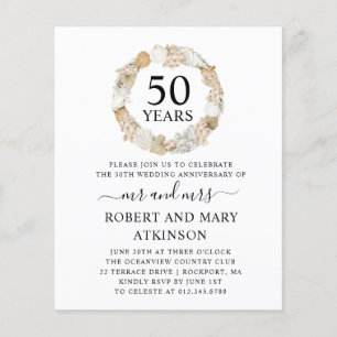 Papier Budget Boho 50e Mariage Invitation du Parti Annive