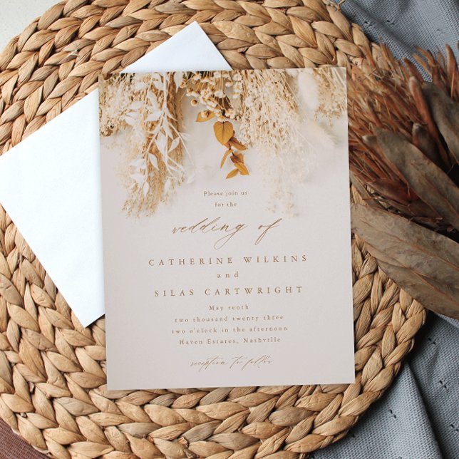 Papier Budget Boho Automne Flowers Faire-part de mariage (Créateur téléchargé)