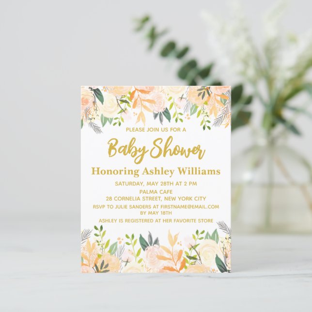 Papier Budget Boho Baby shower Invitation Genre Neutre (Debout devant)