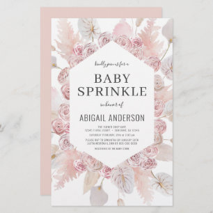 Papier Budget Boho Baby Sprinkt Blush Pink Invitation