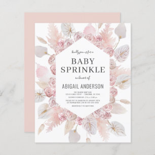 Papier Budget Boho Baby Sprinkt Blush Pink Invitation