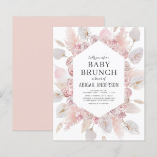 Papier Budget Boho Blush Rose Baby Brunch Invitation