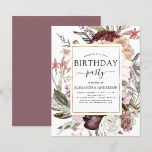 Papier Budget Boho Bourgogne Tout âge Anniversaire Invita