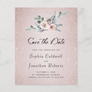 Papier Budget Boho Dusty rose Roses mariage Enregistrer l