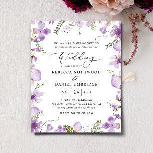 Papier Budget Boho Elegant Purple Faire-part de mariage