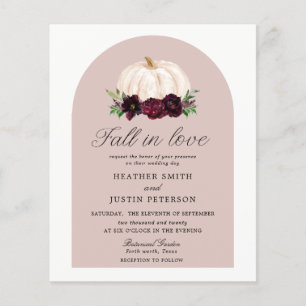 Papier Budget Boho Fall In Loy Floral Citrouille Mariage