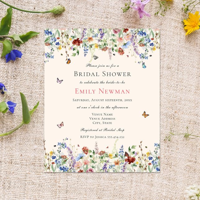 Papier Budget Boho Fleur sauvage Butterflies Fête des mar (Créateur téléchargé)