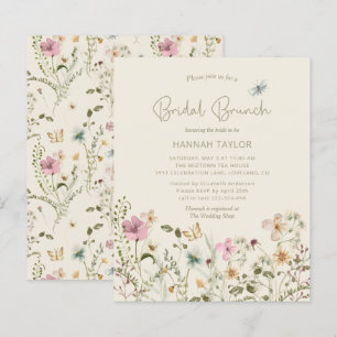 Papier Budget Boho Fleur sauvage Invitation de Brunch de 