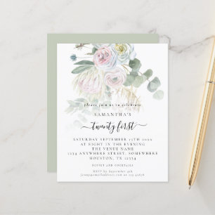 Papier Budget Boho Floral Eucalyptus Invitation de 21e an