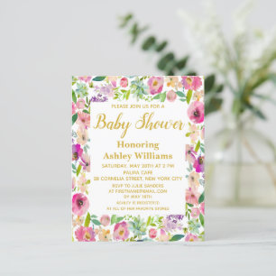 Papier Budget Boho Floral Frame Baby Shower Invitations