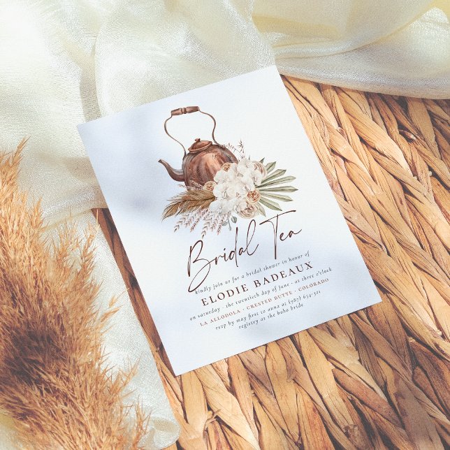 Papier Budget Boho Floral Pampas Grass Tea Fête des marié (Créateur téléchargé)