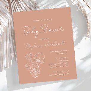 Papier Budget Boho Floral Terracotta Baby shower Invitati