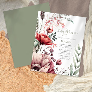 Papier Budget Boho Florals Bourgogne Sage Baby shower