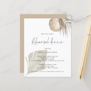 Papier Budget Boho Grass Beige Répétition Dîner Invitatio