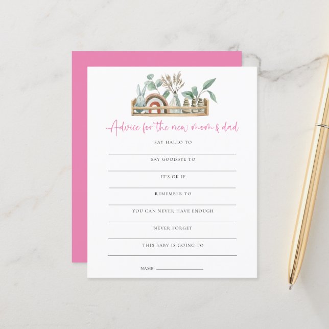 Papier Budget Boho Jeu Conseil Nouveau Maman Papa Baby sh (Devant/Arrière en situation)